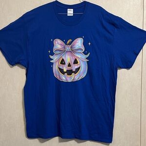 NWOT Blue Halloween Tee with Jack-o’-Lantern Graphic